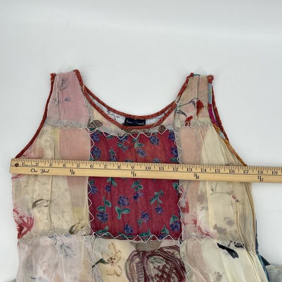 Vintage Sacred Threads Patchwork Dress Size M/L Chiffon Floral Bohemian Maxi 90s - Picture 11 of 14
